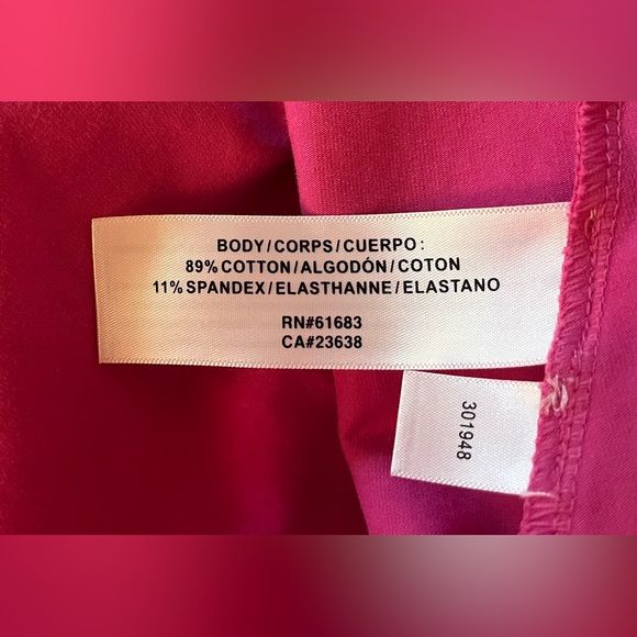 JOCKEY hot pink sleeveless stretchy cotton blend midi dress with pockets, small - Picture 8 of 9